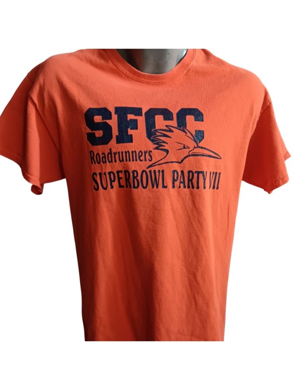 T-Shirt Large Men's Superbowl Party VII Orange State College SFCC Roadrunners